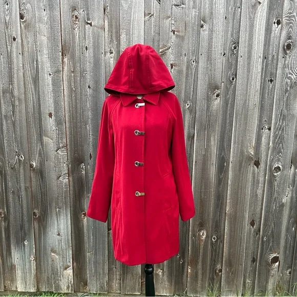 London Fog Women's Bold Red Trench Coat - Picture 7 of 10